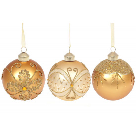 Набор елочных шаров BonaDi 8 см 3 шт Золотистый (854-324)