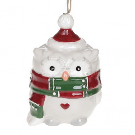 Фигурка-подвеска BonaDi Мудрая сова 7.6 см Белый + Красный + Зеленый (834-320)