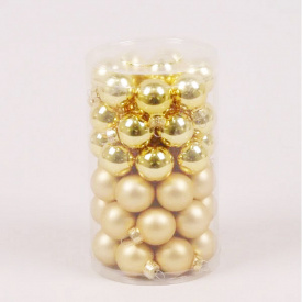 Кульки скляні Flora D 2,5 см 48 шт Золотистий (40242)