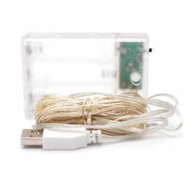 Гірлянда Нитка Led 50 дріт 5 м Холодний Білий 1 режим USB + батарейка Decorative Light 218-21528271