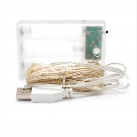 Гирлянда Hoz Роса на батарейках + USB 100 LED 10 м Холодный белый (MR66570)