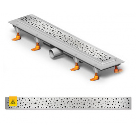 Душовий канал MCH CH-650 DN1 з решіткою "Краплі" з горизонтальним фланцем і нержавіючою кромкою