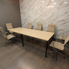 Стол для переговоров Loft-design Q-240 см офисный лдсп дуб-борас на черных ножках