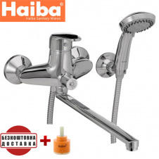 Смеситель для ванны длинный нос HAIBA MAGIC BLACK EURO (Chr-006)