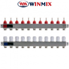 Коллектор для системы "ТЕПЛЫЙ ПОЛ" Winmix Европродукт на 11 выхода с термодатчиком и расходомером (нержавейка) Херсон