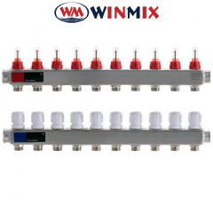 Коллектор для системы "ТЕПЛЫЙ ПОЛ" Winmix Европродукт на 10 выхода с термодатчиком и расходомером (нержавейка) Київ