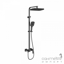 Душевая стойка с смесителем для ванны Qtap Gemini QT51103KNG матовая черная