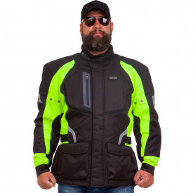 Мотокуртка текстильная с защитой NERVE MS-0213-G XXL-50-52 Черный-салатовый PT1514