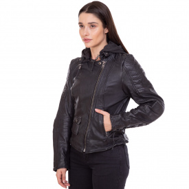 Мотокуртка кожаная с защитой NERVE 17007 S(42-44) Черный