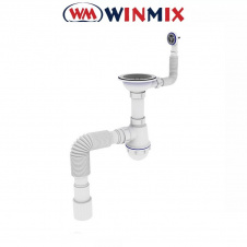 Сифон для кухни SK-02-C 3 1/2"x40 с резьбовым выпуском и круглым переливом, Winmix. Польша