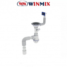 Сифон для кухни SK-02-B 3 1/2"x40 с резьб. выпуском и отводом для стиральной машины, Winmix. Польша
