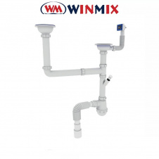 Сифон для кухни SK-03-A 3 1/2"x40 с двумя резьб. выпусками и отводом для стиральной машины, Winmix. Польша