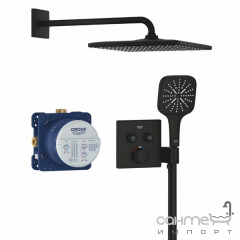 Душевая система скрытого монтажа с термостатом Grohe Grohtherm SmartContol Rainshower 310 Mono Cube 34865KF0 матовая черная Харків