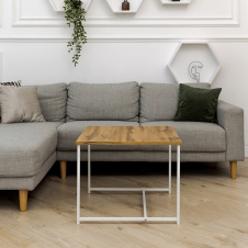Журнальний стіл Adore Décor Квадро M Квадратний 60х60х47 см Білий/Дуб