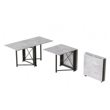 Стол-книжка трансформер Орион 2 Ferrum-decor 750x1520x730 Черный металл ДСП Бетон 16 мм (ORI207)