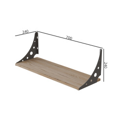 Полиця настінна Ferrum-decor Ханді 2 240x700x240 метал Сірий ДСП Дуб Сан-Маріно 16 мм (XND0058) Городок