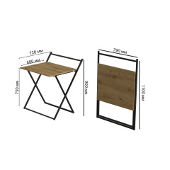 Стол трансформер Компакт 1 Ferrum-decor 750x790x720 Черный металл ДСП Дуб Артизан 16 мм (KOM106) Днепр