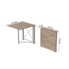 Стол-книжка трансформер Орион 1 Ferrum-decor 750x810x730 Белый металл ДСП Дуб Сан-Марино 16 мм (ORI109) Кам'янка-Дніпровська