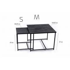 Журнальний стіл Adore Décor Квадро S Квадратний 40х40х43 см Білий/Вугільний камінь Виноградов