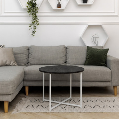 Журнальний стіл Adore Décor Модерн M Круглий 60х60х47 Білий/Вугільний камінь Покровськ