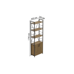 Етажерка 4/60 Ferrum-decor Серії Конект з тумбою 179x60x28 Чорний ДСП Дуб Артізан (FD1068) Братське