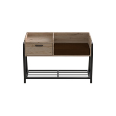 Банкетка з тумбочкою Ferrum-decor Бланка 540x1000x320 метал Чорний ДСП Дуб Сан-Марино 16 мм (BLA0002) Каменец-Подольский