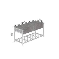 Банкетка з ящиком Ferrum-decor Дрейк 1 550x1000x400 метал Чорний ДСП Бетон 16 мм (DRE0007) Ладан