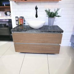 Пластиковая подвесная тумба Mikola-M 4855 wood с пластиковой столешкой и раковиной 70 см Косів