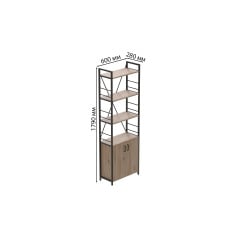 Етажерка 4/60 Ferrum-decor Серії Конект з тумбою 179x60x28 Чорний ДСП Дуб Сан-Маріно (FD1064) Киев