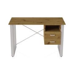Письмовий стіл із ящиками Ferrum-decor Оскар 750x1400x600 метал Білий ДСП Дуб Артізан 16 мм (OSK0034) Умань