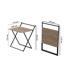 Стол трансформер Компакт 1 Ferrum-decor 750x790x720 Черный металл ДСП Дуб Сан-Марино 16 мм (KOM102) Черкассы