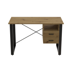 Письмовий стіл із ящиками Ferrum-decor Оскар 750x1400x600 метал Чорний ДСП Дуб Артізан 16 мм (OSK0027) Кобижча