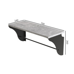 Полиця настінна Ferrum-decor Комфі 260x700x240 метал Чорний ДСП Бетон 16 мм (KOM0049) Киев