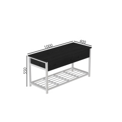 Банкетка з ящиком Ferrum-decor Дрейк 1 550x1000x400 метал Білий ДСП Сосна Кембра 16 мм (DRE0010) Дубно