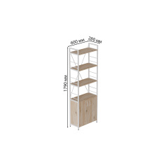 Етажерка 4/60 Ferrum-decor Серії Конект із тумбою 179x60x28 Білий ДСП Дуб Сан-Маріно (FD1071) Київ