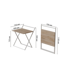 Стол трансформер Компакт 1 Ferrum-decor 750x790x720 Белый металл ДСП Дуб Сан-Марино 16 мм (KOM109) Київ