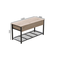 Банкетка з ящиком Ferrum-decor Дрейк 1 550x1000x400 метал Чорний ДСП Дуб Сан-Маріно 16 мм (DRE0002) Петрове