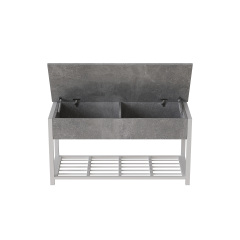 Банкетка із ящиком Ferrum-decor Дрейк 2 550x1200x400 метал Білий ДСП Бетон 16 мм (DRE0035) Буча