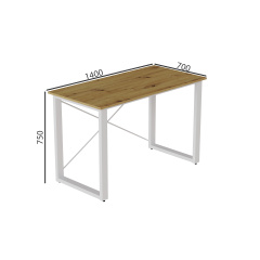 Письмовий стіл Ferrum-decor Драйв 750x1400x700 Білий метал ДСП Дуб Артізан 32 мм (DRA251) Лубны