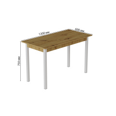 Стіл кухонний Ferrum-decor Маріо 75x120x60 Білий ДСП Дуб Артізан 16мм (MAR0027) Хмельник