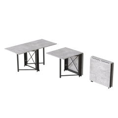 Стол-книжка трансформер Орион 2 Ferrum-decor 750x1520x730 Черный металл ДСП Бетон 16 мм (ORI207) Івано-Франківськ