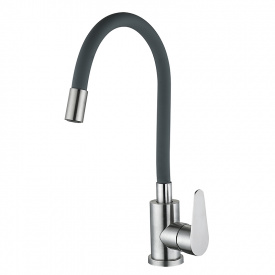 Змішувач кухонний на дві води Zerix Fox-011 Refl.Gray з нерж. сталі SUS304 (ZX4834)