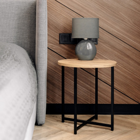 Журнальний стіл Adore Décor Модерн S Круглий 40х40х43 см Чорний/Дуб