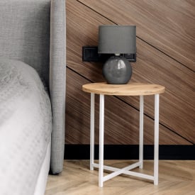 Журнальний стіл Adore Décor Модерн S Круглий 40х40х43 см Білий/Дуб