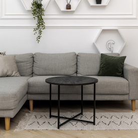 Журнальний стіл Adore Décor Модерн M Круглий 60х60х47 Чорний/Вугільний камінь