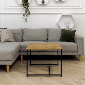 Журнальний стіл Adore Décor Квадро M Квадратний 60х60х47 см Чорний/Дуб