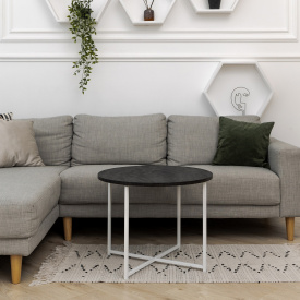 Журнальний стіл Adore Décor Модерн M Круглий 60х60х47 Білий/Вугільний камінь