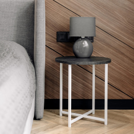 Журнальний стіл Adore Décor Модерн S Круглий 40х40х43 см Білий/Вугільний камінь