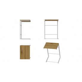 Столик приставной Терри Ferrum-decor 650x440x330 Белый металл ДСП Дуб Артизан 16 мм (TERR013)