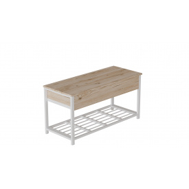 Банкетка с ящиком Ferrum-decor Дрейк 1 550x1000x400 металл Белый ДСП Дуб Сан-Марино 16 мм (DRE0009)